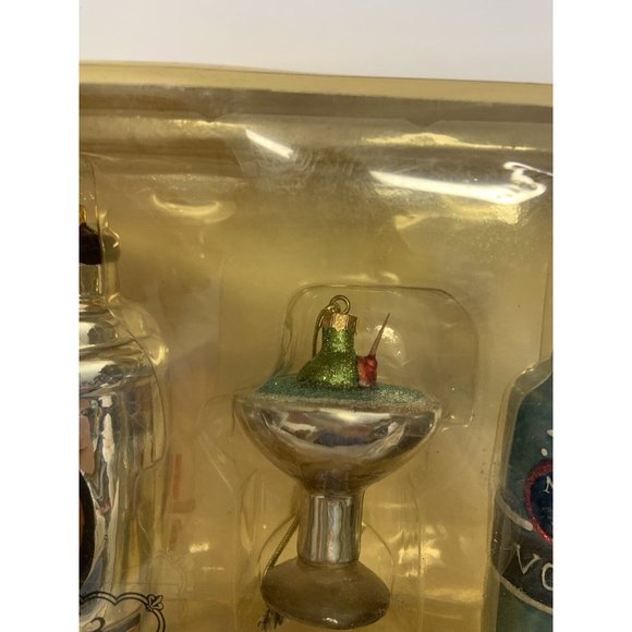 VINTAGE Set 3 Martini Drink Mixer/Shaker - Blown Glass Christmas Ornament RARE - Picture 7 of 10